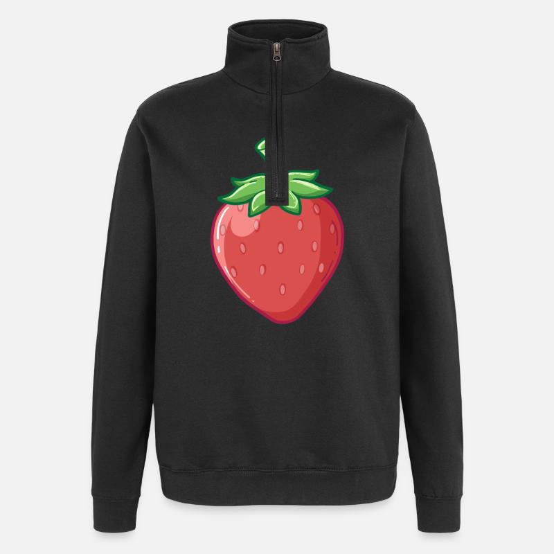 Erdbeere - Quarter-Zip-Sweatshirt - Schwarz