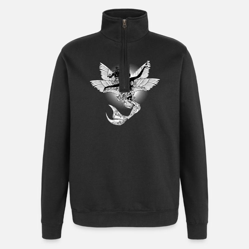 Créature mystique la sirène volante - Sweat à zip 1/4 - noir