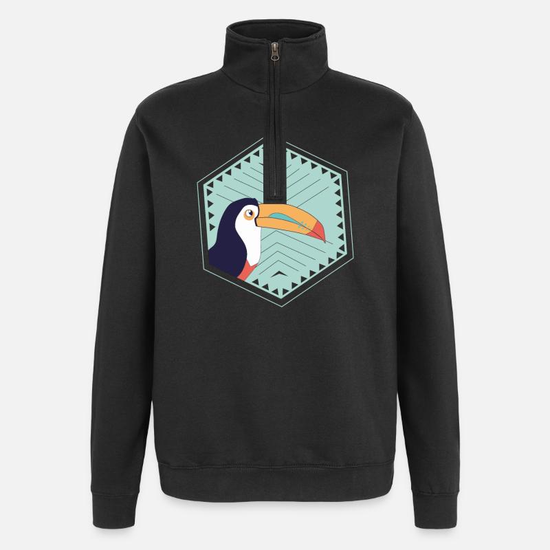 Bunter Tukan - türkis - Quarter-Zip-Sweatshirt - Schwarz