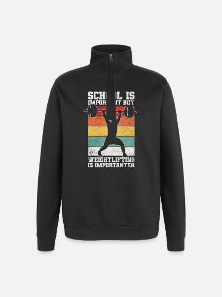 Gewichtheben - Quarter-Zip-Sweatshirt - Schwarz