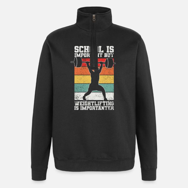 Gewichtheben - Quarter-Zip-Sweatshirt - Schwarz