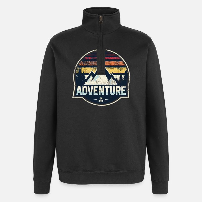 Adventure Mountain Patch - Quarter-Zip Sweatshirt - black