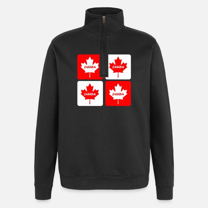 Canada maple leaf flags design - Quarter-Zip Sweatshirt - black