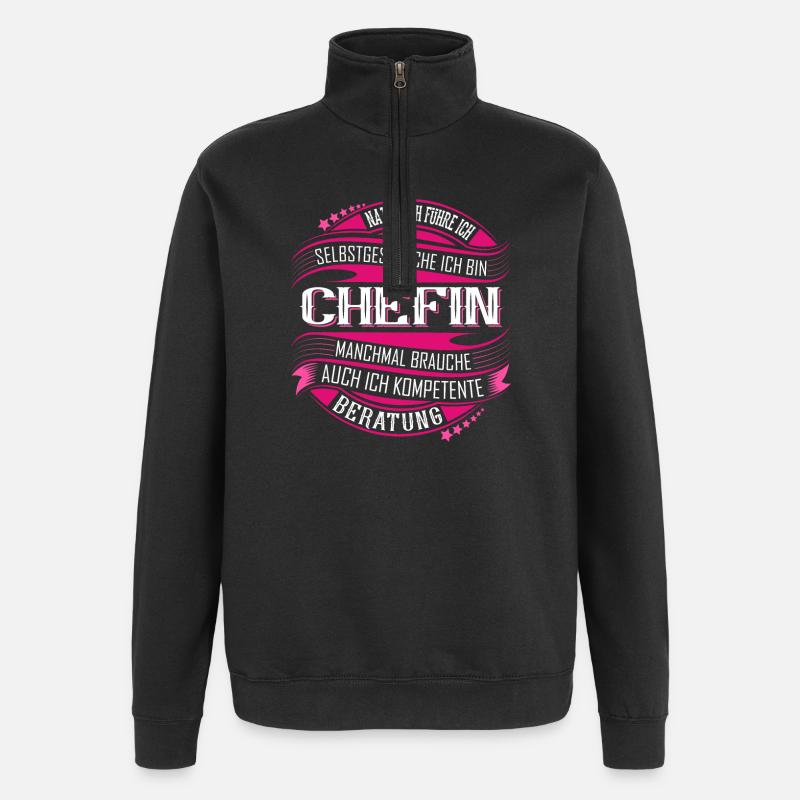 Chefin - Quarter-Zip-Sweatshirt - Schwarz