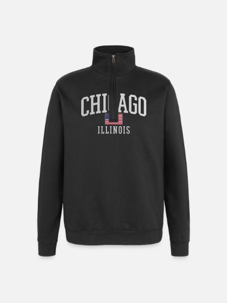 Chicago Flag Arc Emblem - Quarter-Zip-Sweatshirt - Schwarz