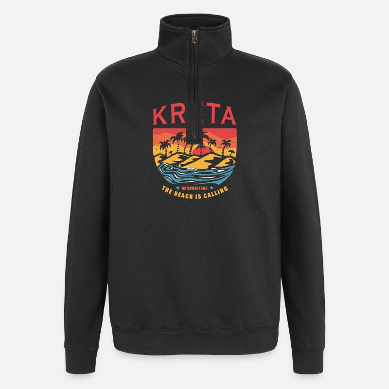 Kreta Griechenland Beach Design - Quarter-Zip-Sweatshirt - Schwarz