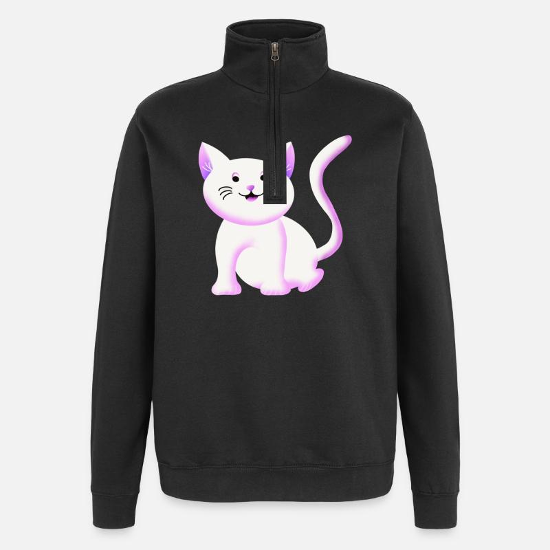 Chaton mignon | Chat | Cadeau - Sweat à zip 1/4 - noir