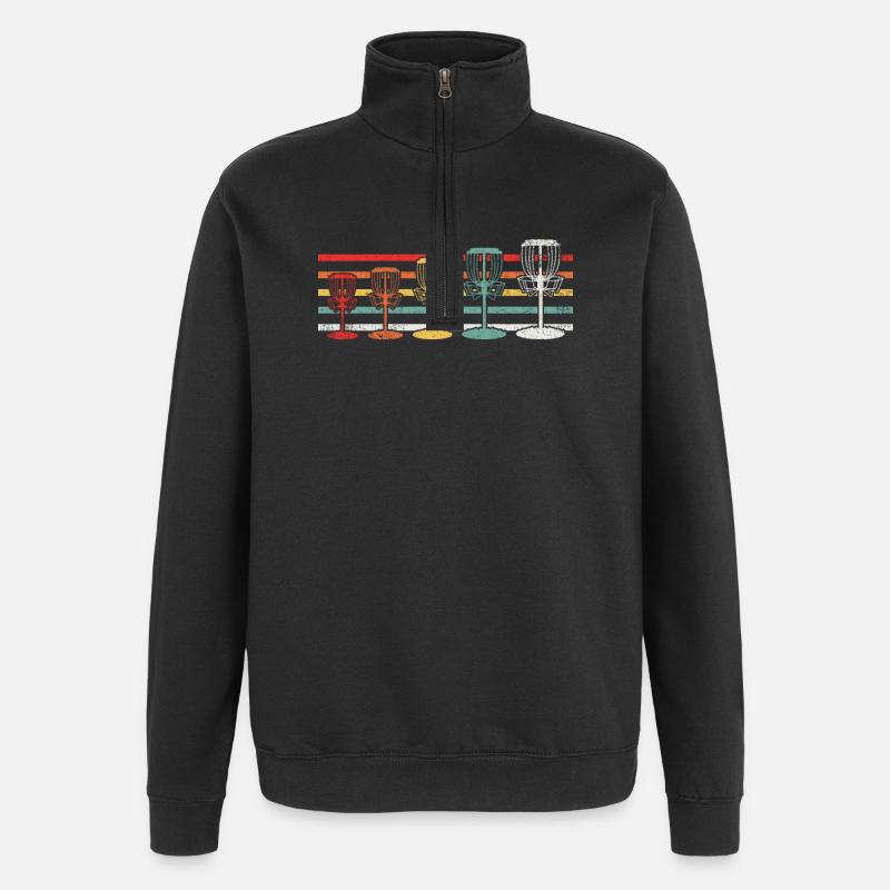 Discgolf Frisbee - Quarter-Zip-Sweatshirt - Schwarz
