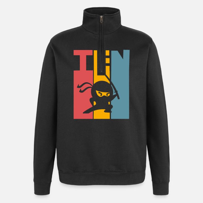 Ninja 10 ans enfants - Sweat à zip 1/4 - noir