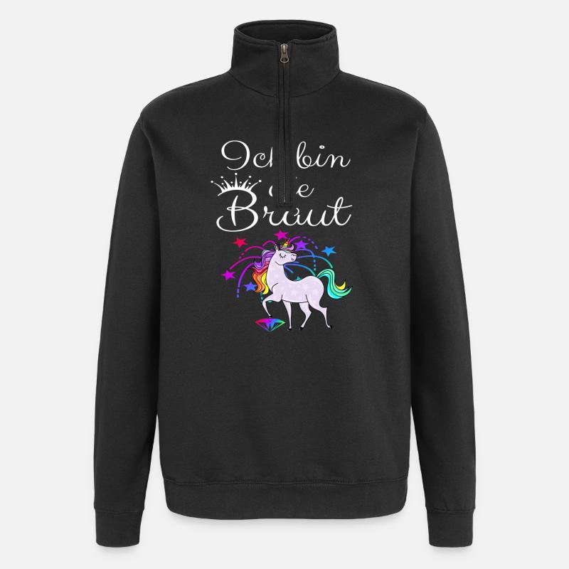 Einhorn "Ich bin die Braut" - Quarter-Zip-Sweatshirt - Schwarz
