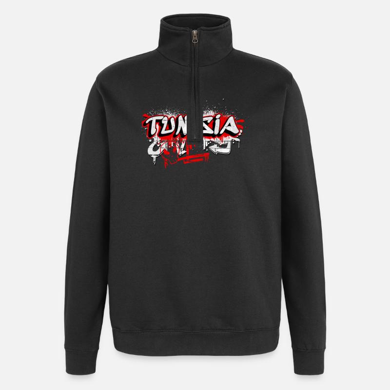 Tunesien Graffiti Flaggen Design - Quarter-Zip-Sweatshirt - Schwarz