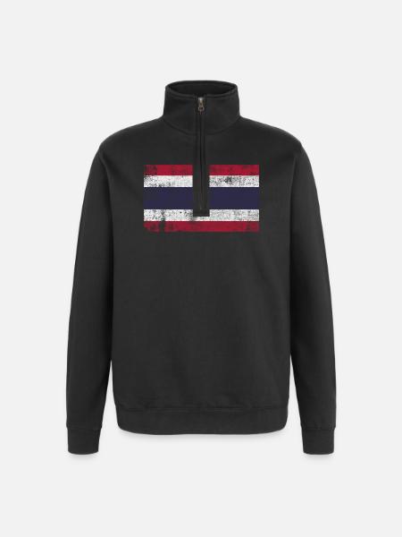 Flag Thailand Flag Grunge Retro Vintage - Quarter-Zip Sweatshirt - black