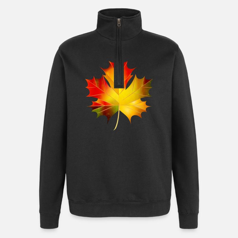 feuille d’érable d’automne magnifiquement brillante - Sweat à zip 1/4 - noir