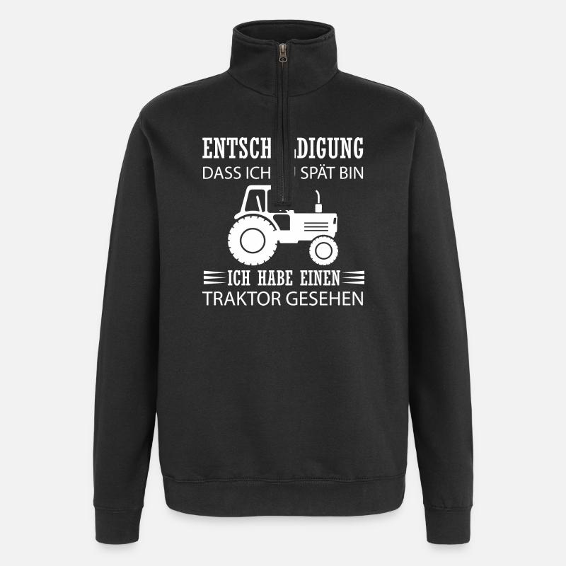 Ich habe einen Traktor gesehen - Quarter-Zip-Sweatshirt - Schwarz
