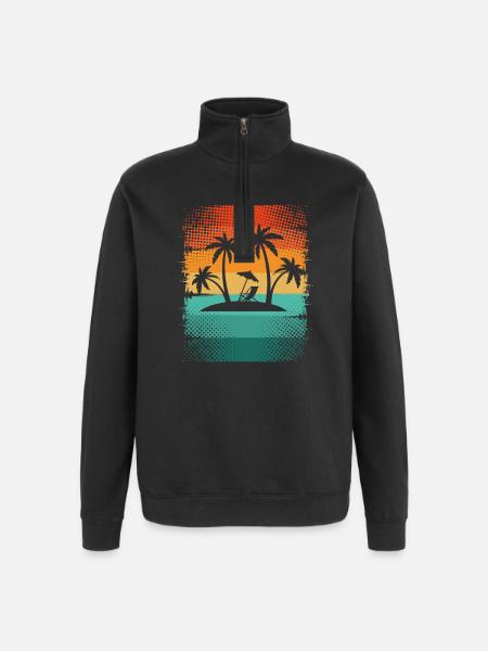 Small island with palm trees - Quarter-Zip Sweatshirt - black