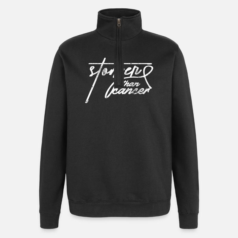 Stronger Than Cancer Script - Quarter-Zip Sweatshirt - black