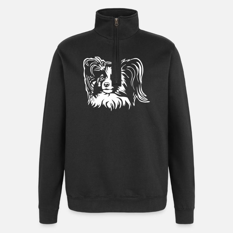 Papillon Kopf "Black Edition" - Quarter-Zip-Sweatshirt - Schwarz