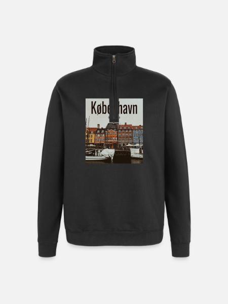 De haven van Kopenhagen kleurt Nyhavn - Sweatshirt met 1/4-rits - zwart