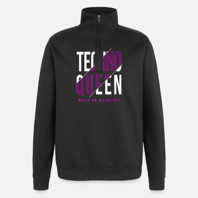 design techno queen - Sweat à zip 1/4 - noir