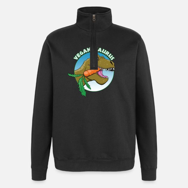 Veganer Dinosaurier - Quarter-Zip-Sweatshirt - Schwarz