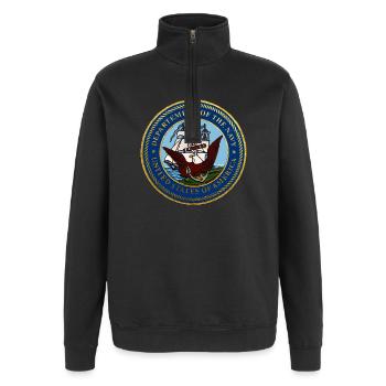 NAVY USA LANDUNG NORMANDIE Louis RUNEMBERG © - Quarter-Zip-Sweatshirt - Schwarz - Vorne - AI Model Female 172 light (172cm) & AI Model Male 178 dark (178cm)