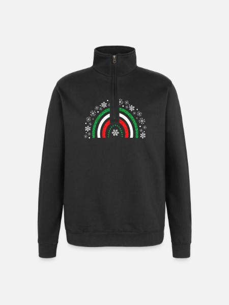 Christmas rainbow glitter to customize - Quarter-Zip Sweatshirt - black