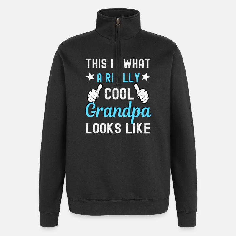 Grossvater Opa - Quarter-Zip-Sweatshirt - Schwarz