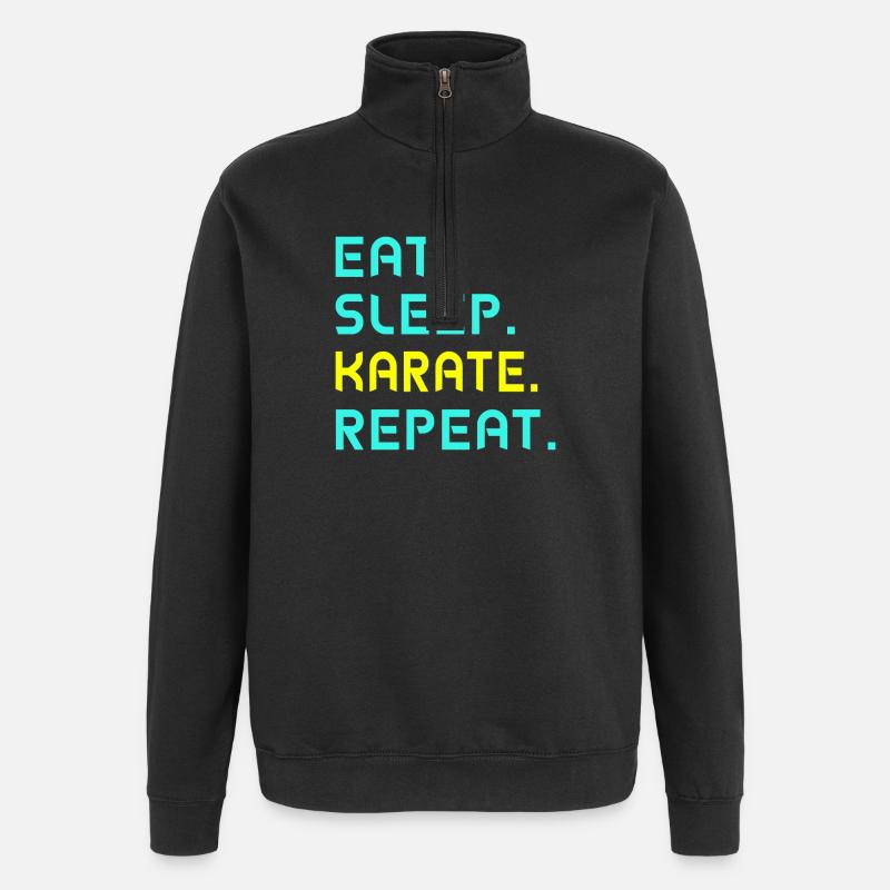 Eat. Sleep. karate. Repeat. - Quarter-Zip Sweatshirt - black