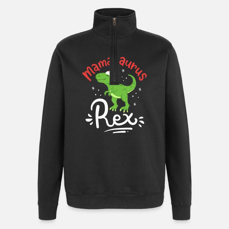 Weihnachten Mama Saurus - Quarter-Zip-Sweatshirt - Schwarz