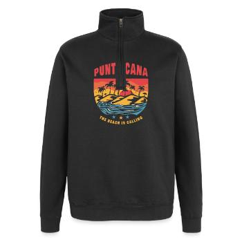Conception de plage de Punta Cana - Sweat à zip 1/4 - noir - Devant - AI Model Female 172 light (172cm) & AI Model Male 178 dark (178cm)