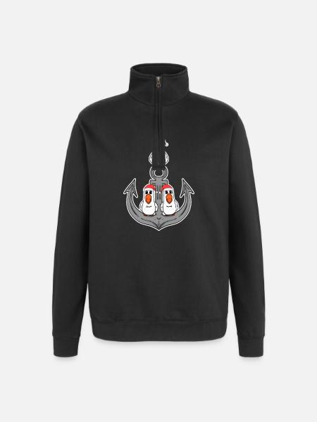 Seagull Anchor Christmas - Quarter-Zip Sweatshirt - black