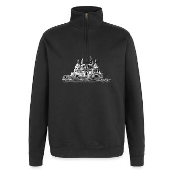 Sacré-Cœur de Montmartre - Quarter-Zip-Sweatshirt - Schwarz - Vorne - AI Model Female 172 light (172cm) & AI Model Male 178 dark (178cm)