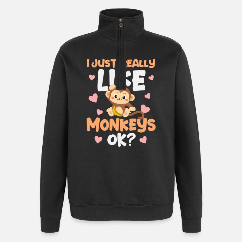Monkey Monkeys - Quarter-Zip Sweatshirt - black