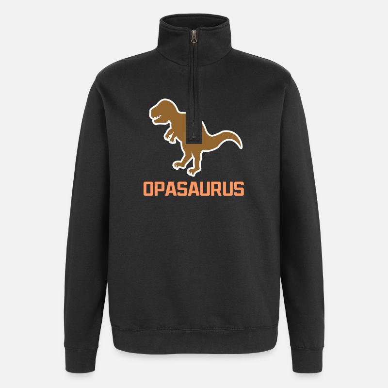 Dinosaurier Opa Großvater Spruch - Quarter-Zip-Sweatshirt - Schwarz