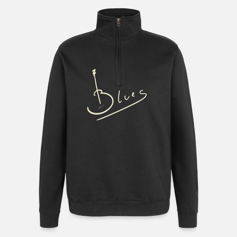 Bluesgitarre - Quarter-Zip-Sweatshirt - Schwarz