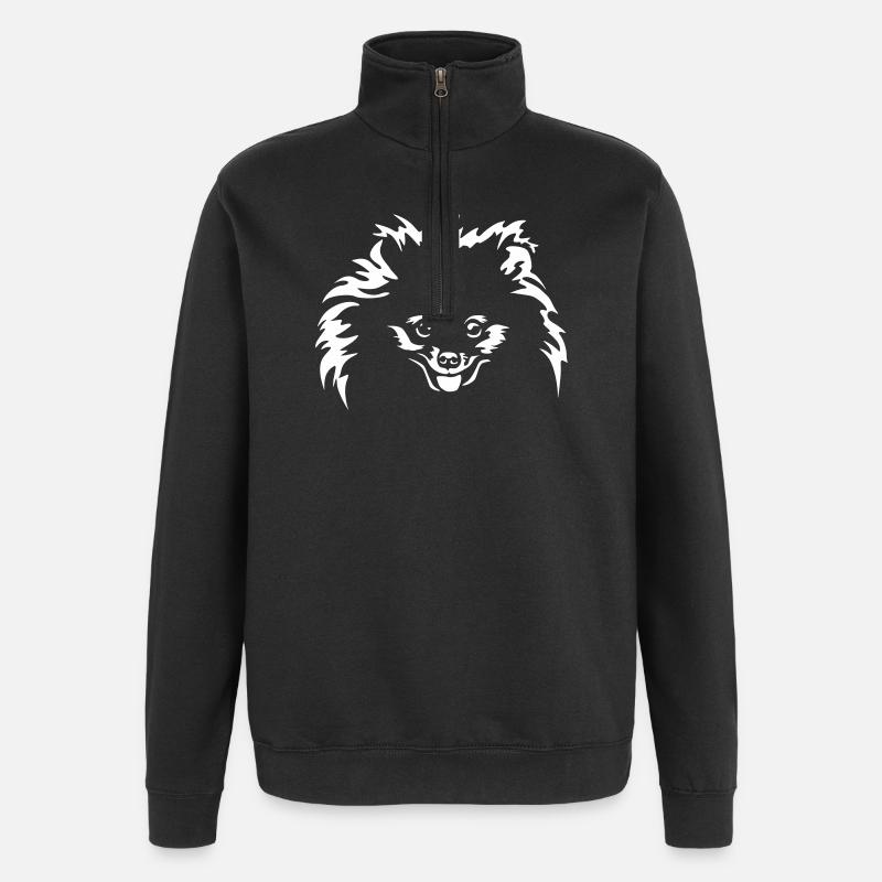 Zwergspitz Head "Black Edition" - Quarter-Zip Sweatshirt - black
