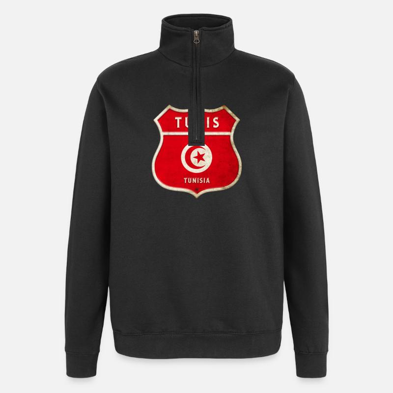 Tunis Tunisie Armoiries Drapeaux Design - Sweat à zip 1/4 - noir