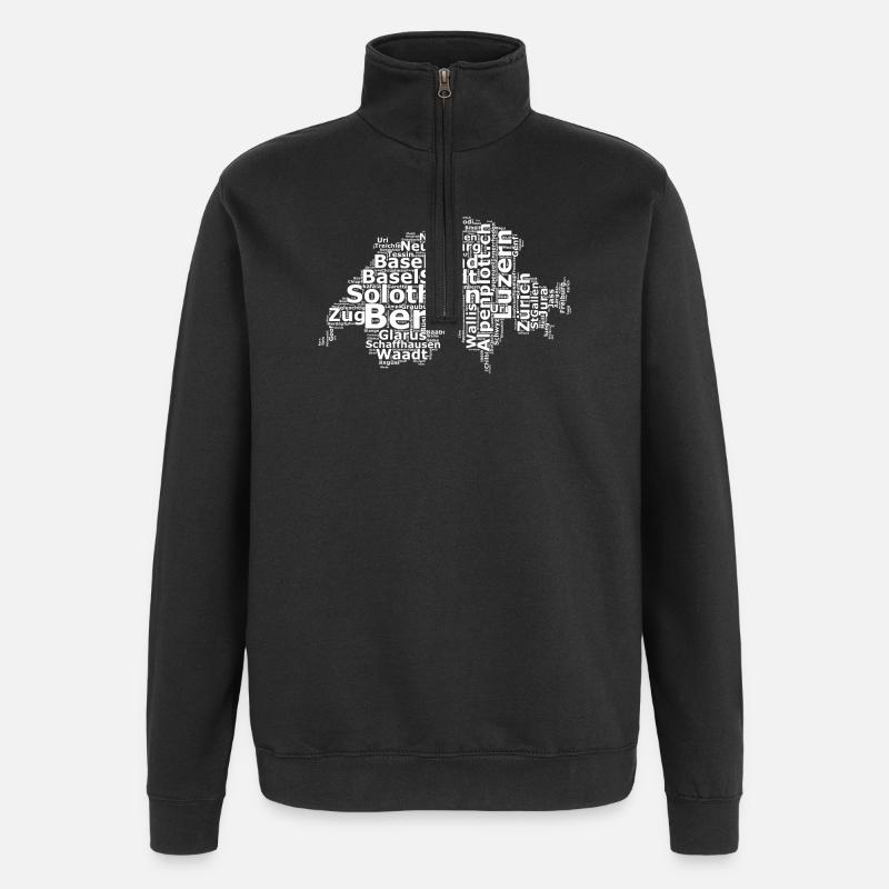 Schweiz Mundart weiss - Quarter-Zip-Sweatshirt - Schwarz