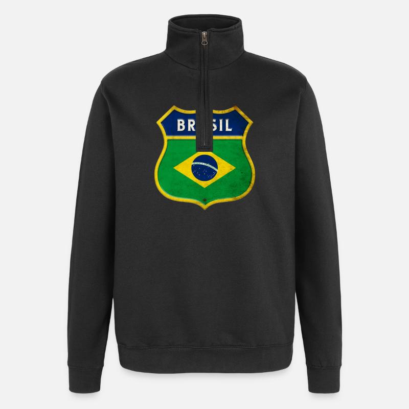 Drapeau armoiries du Brésil - Sweat à zip 1/4 - noir