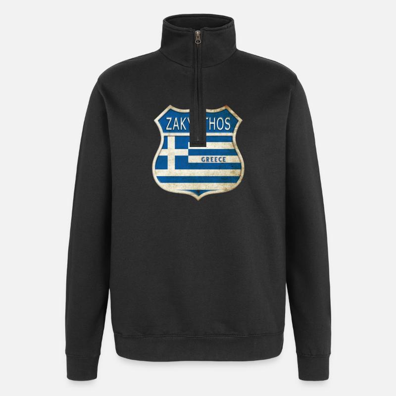 Zakynthos Grèce Armoiries Drapeaux Design - Sweat à zip 1/4 - noir