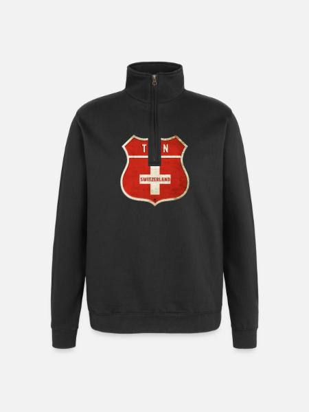 Thoune Suisse Armoiries Drapeaux Design - Sweat à zip 1/4 - noir