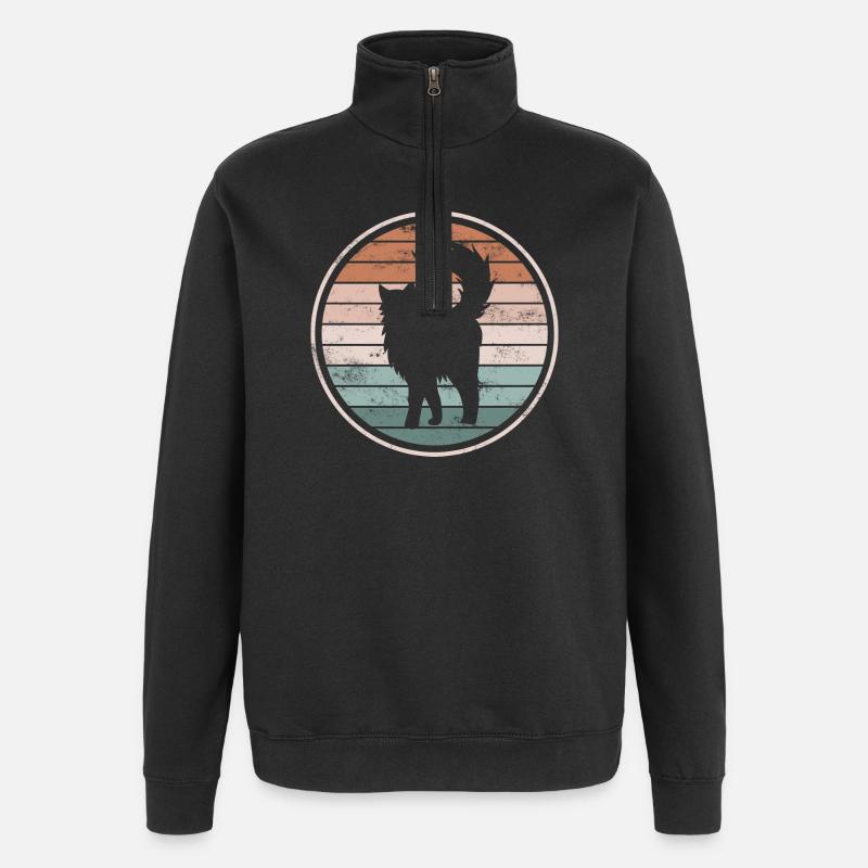 Chats Chats - Sweat à zip 1/4 - noir