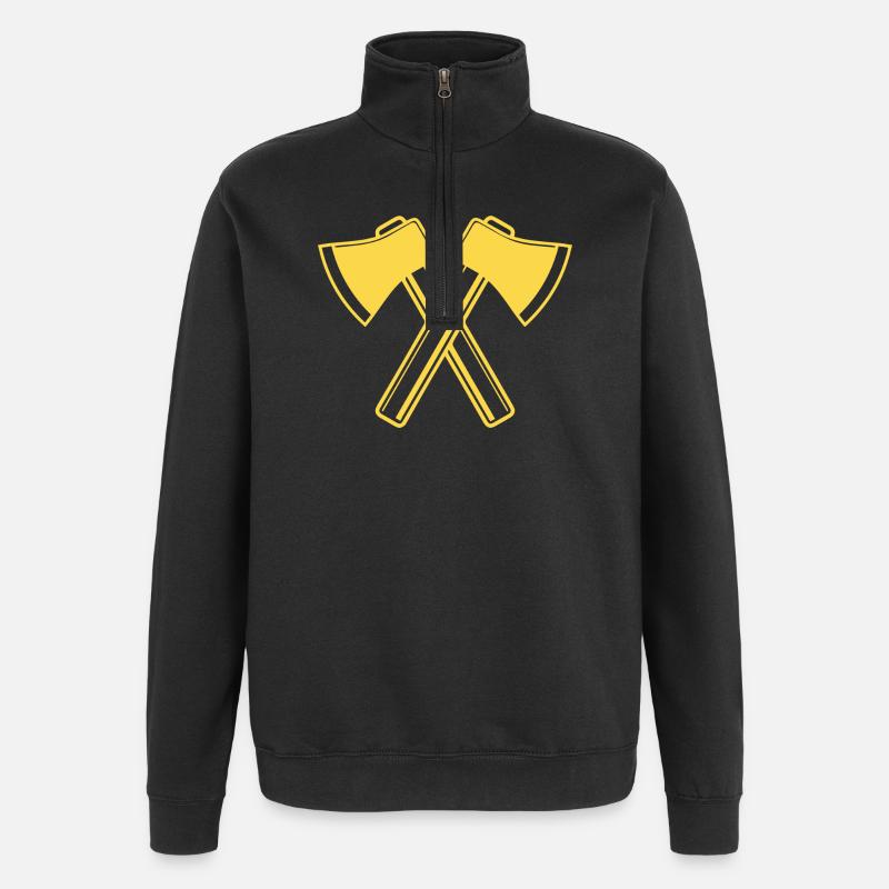 Axe Axes Bûcheron Forestier - Sweat à zip 1/4 - noir