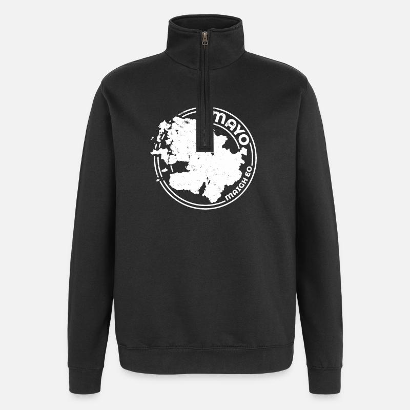 Mayo Ireland Map | County Outline Stamp - Quarter-Zip Sweatshirt - black