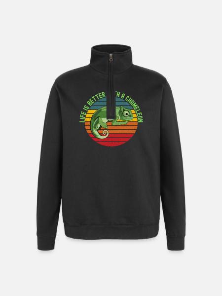 Life’s Better with a Chameleon - Quarter-Zip Sweatshirt - black