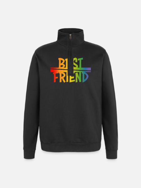 Best friend rainbow - Quarter-Zip Sweatshirt - black