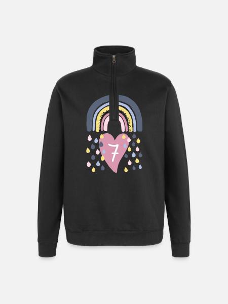 Rainbow 7th Birthday Child - Quarter-Zip Sweatshirt - black
