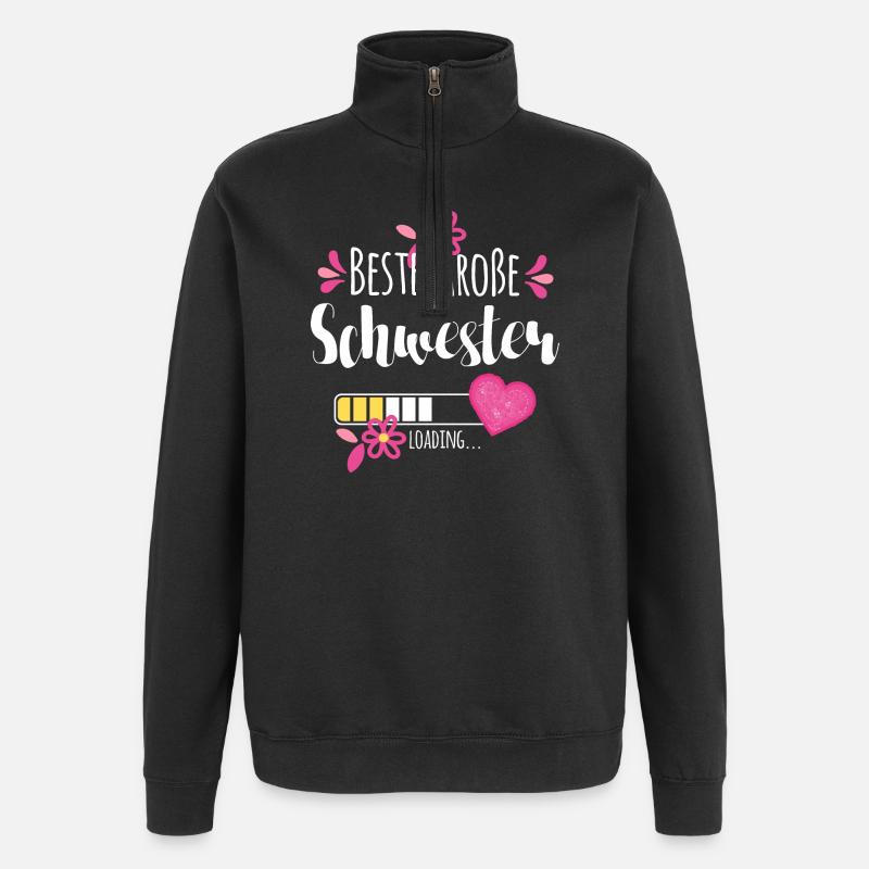 Beste Große Schwester Loading - Quarter-Zip-Sweatshirt - Schwarz
