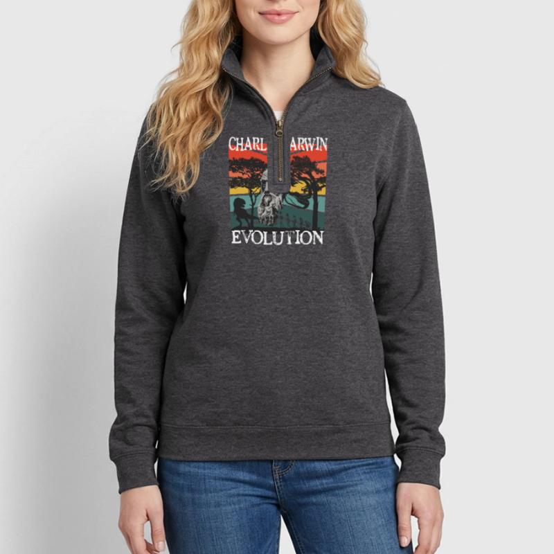 Charles Darwin Evolution textile gift idea Quarter-Zip Sweatshirt