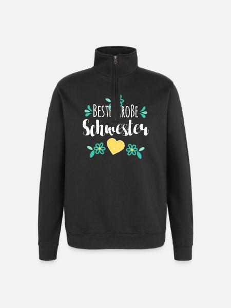 Beste Große Schwester - Quarter-Zip-Sweatshirt - Schwarz